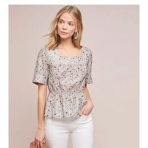 The korner floral print wool blend blouse